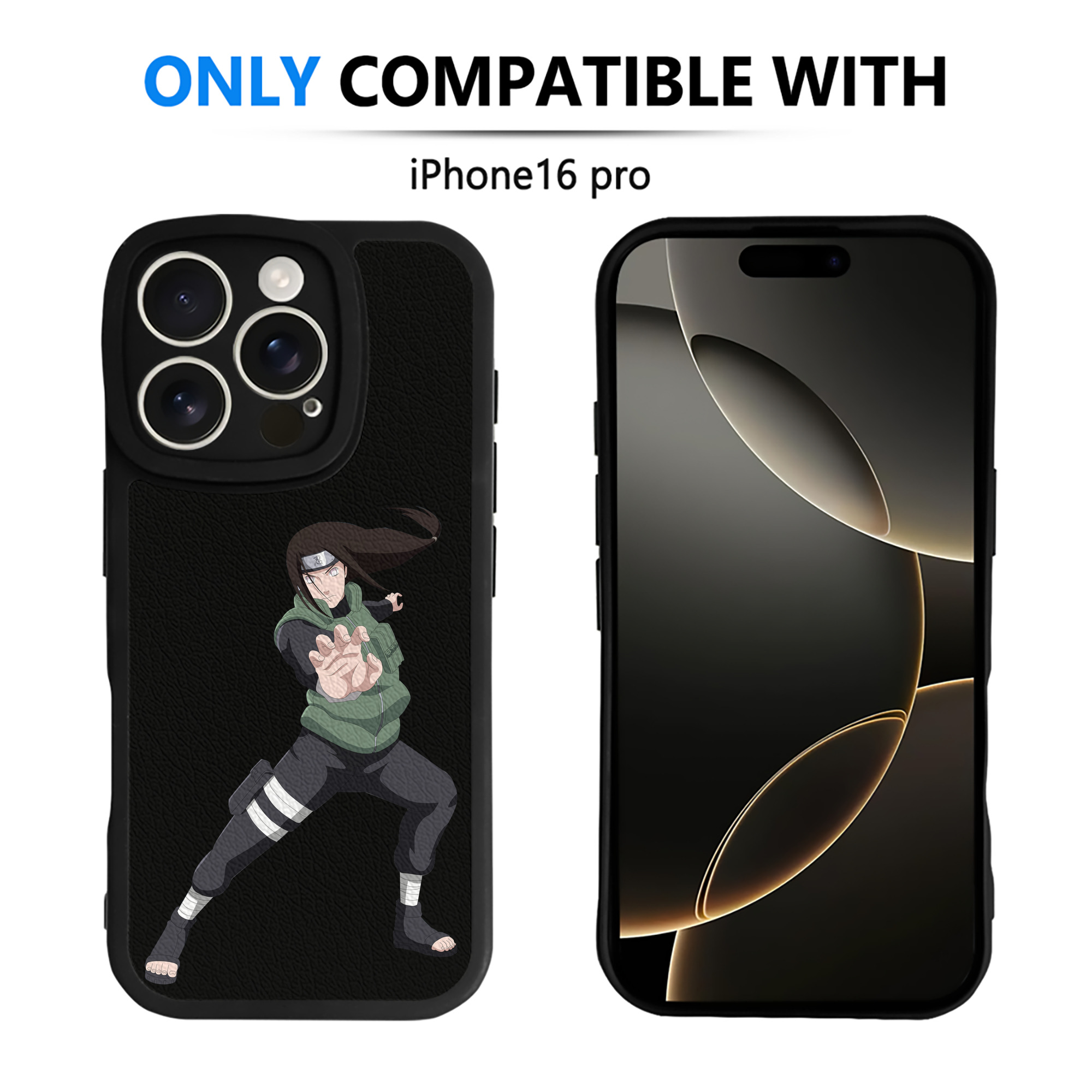（画像用） NARUTO -ナルト- 日向ネジ Hyūga Neji 【iPhone 16シリーズ対応】シリコンスマホケース（レザー調） 材質：シリコン